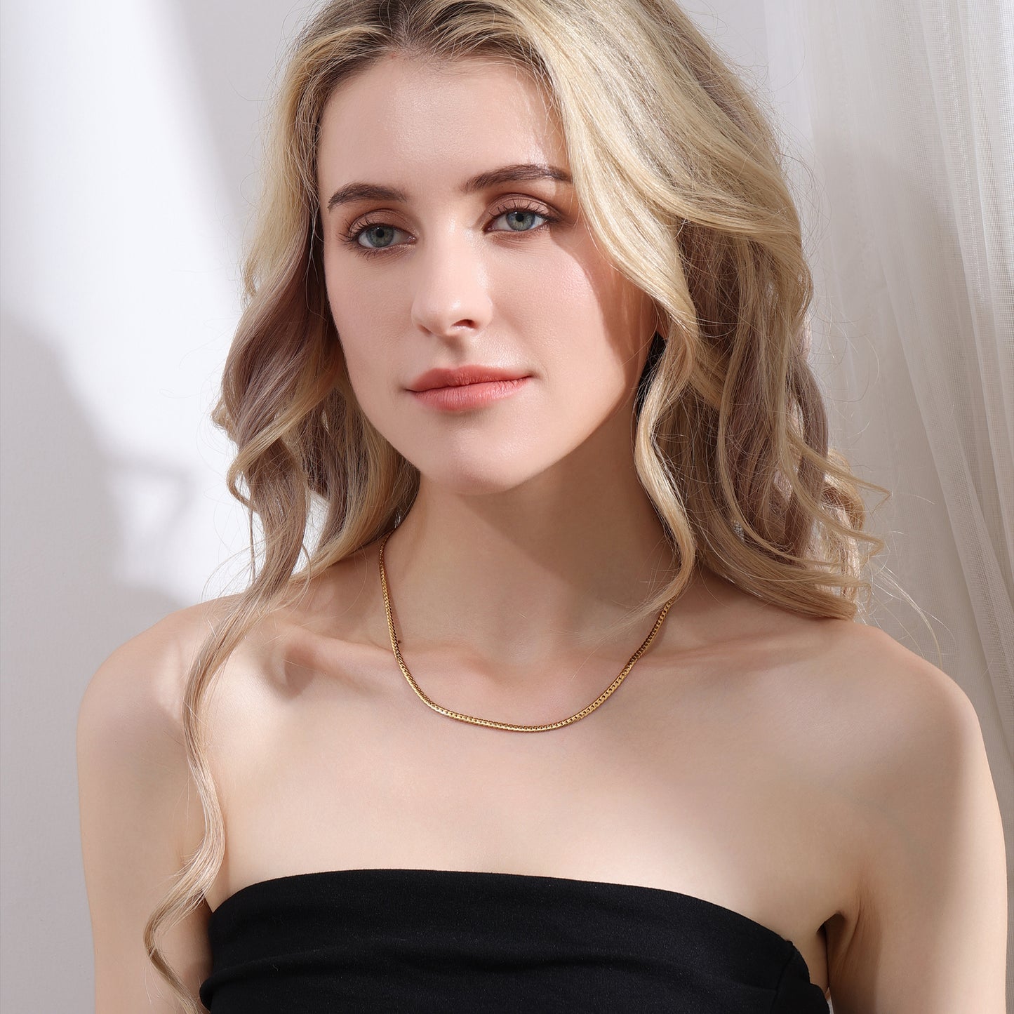 Golden Elegance Flat Chain Necklace