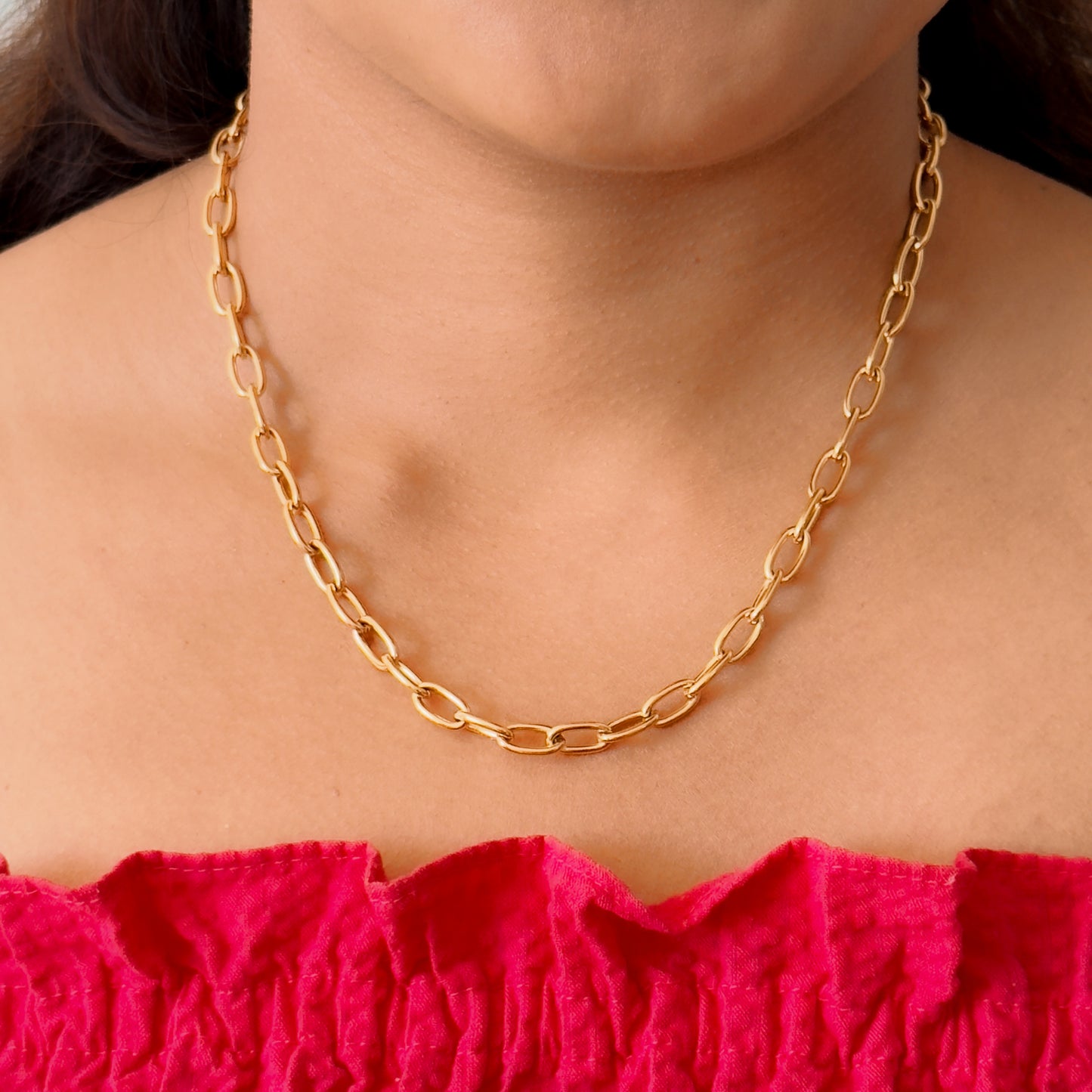 Bold Gold Oval Link Chain Necklace