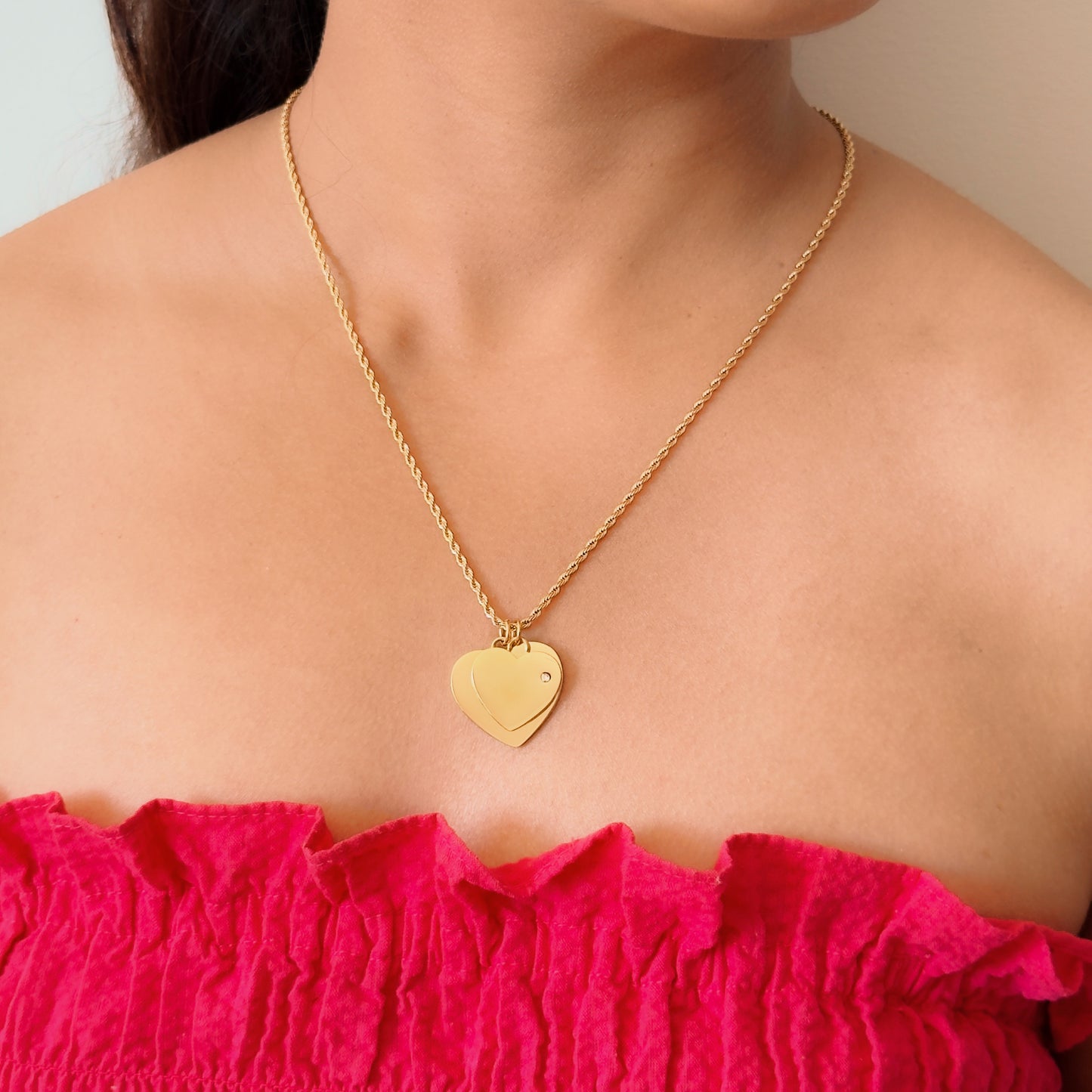 Double Heart Pendant Necklace