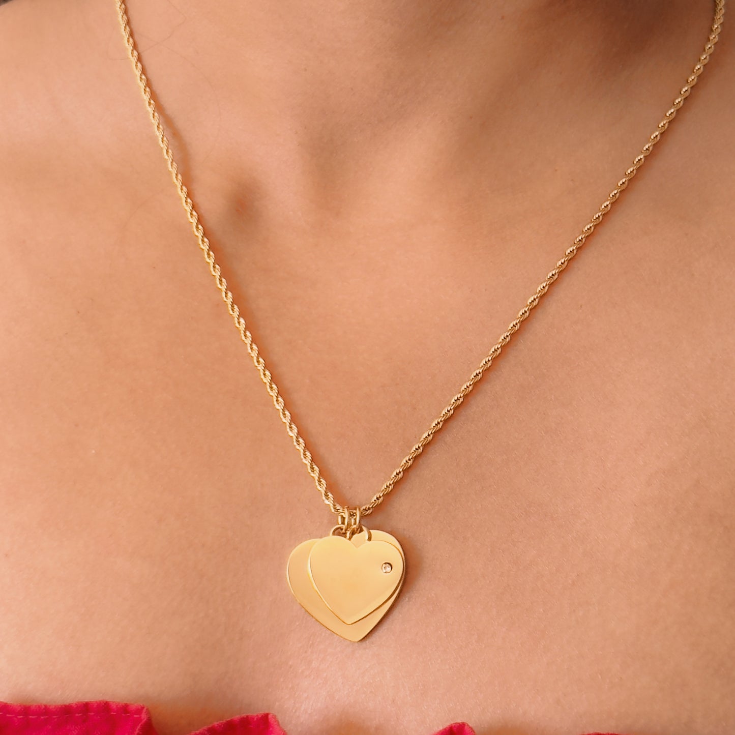 Double Heart Pendant Necklace