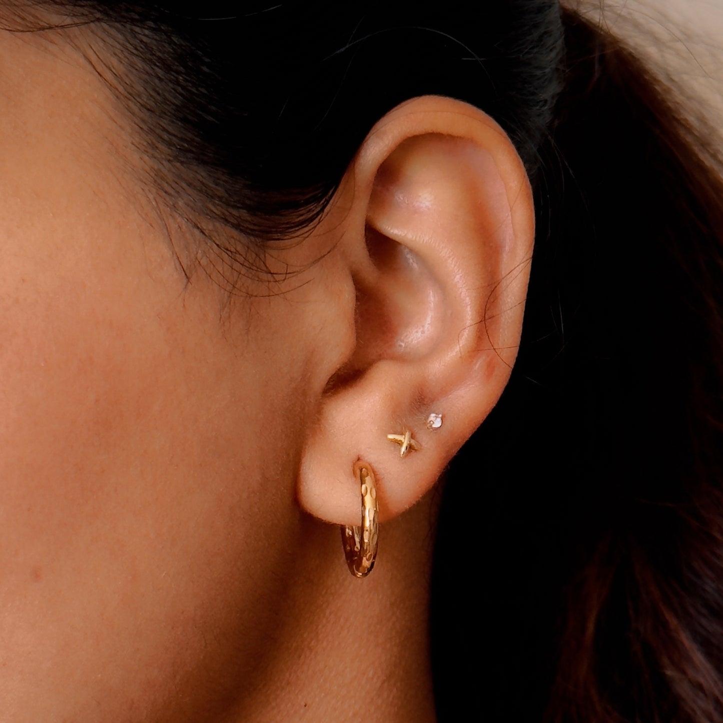 Petite Textured Gold Huggie Hoop Earrings