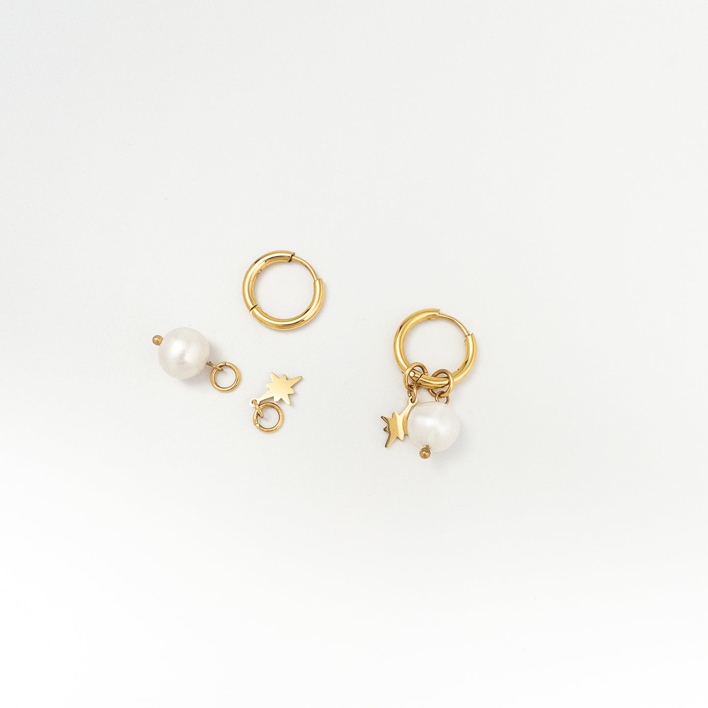 Elegant Gold Hoop Earrings with Freshwater Pearl