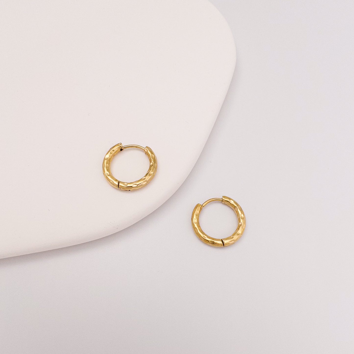 Petite Textured Gold Huggie Hoop Earrings