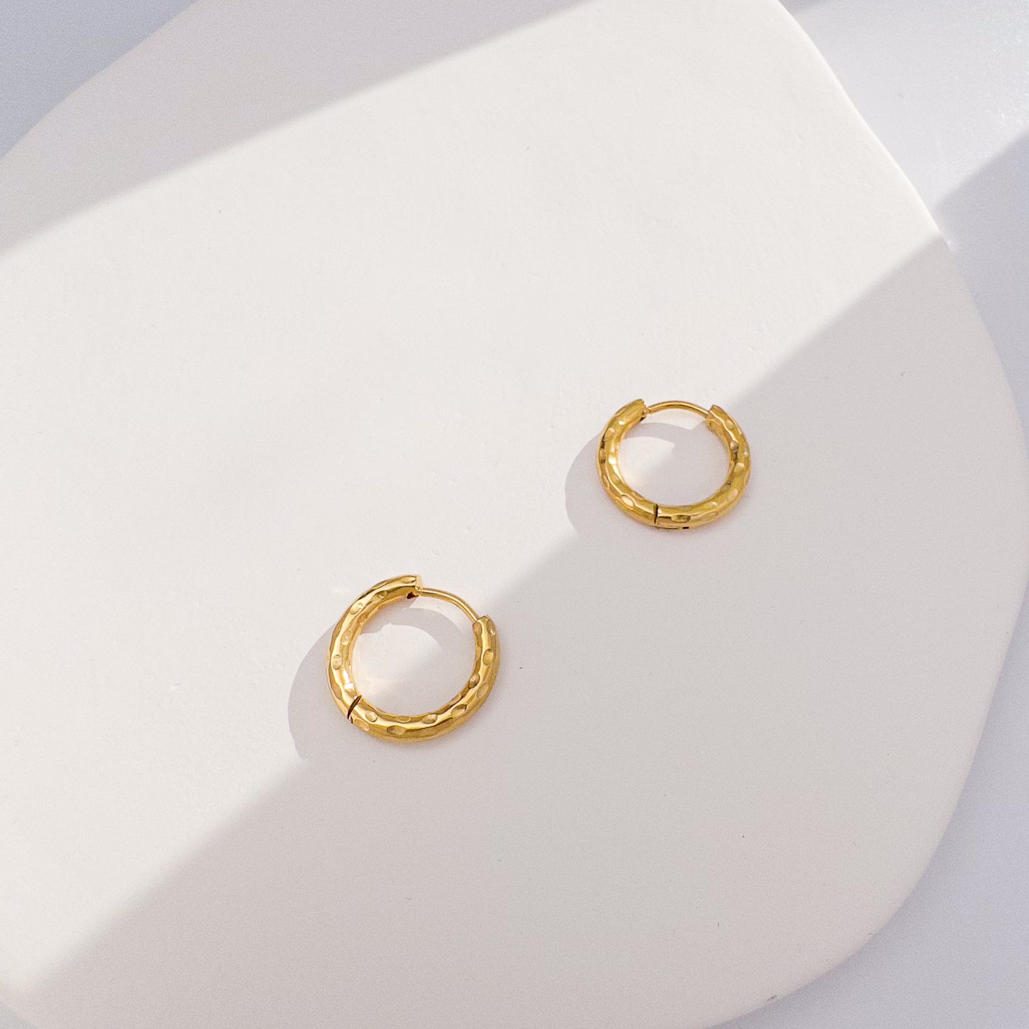 Petite Textured Gold Huggie Hoop Earrings