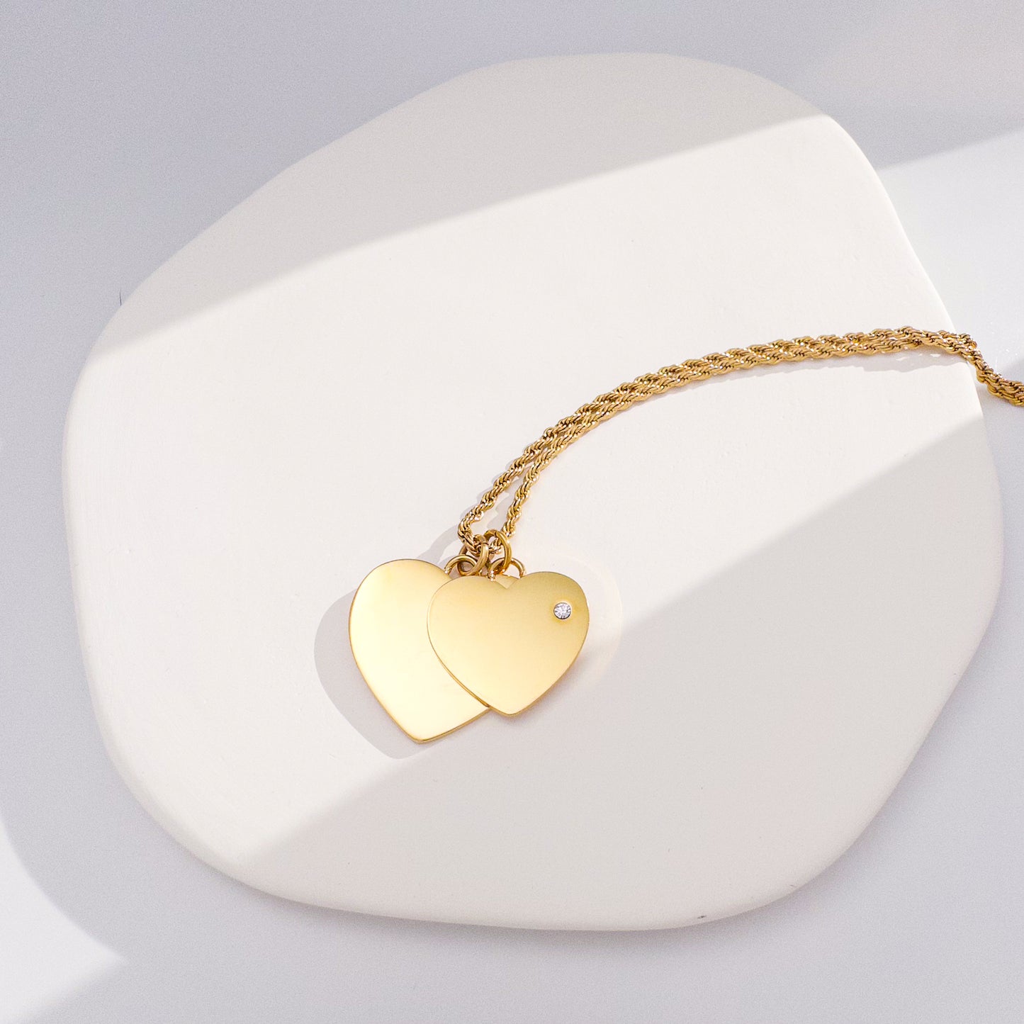 Double Heart Pendant Necklace