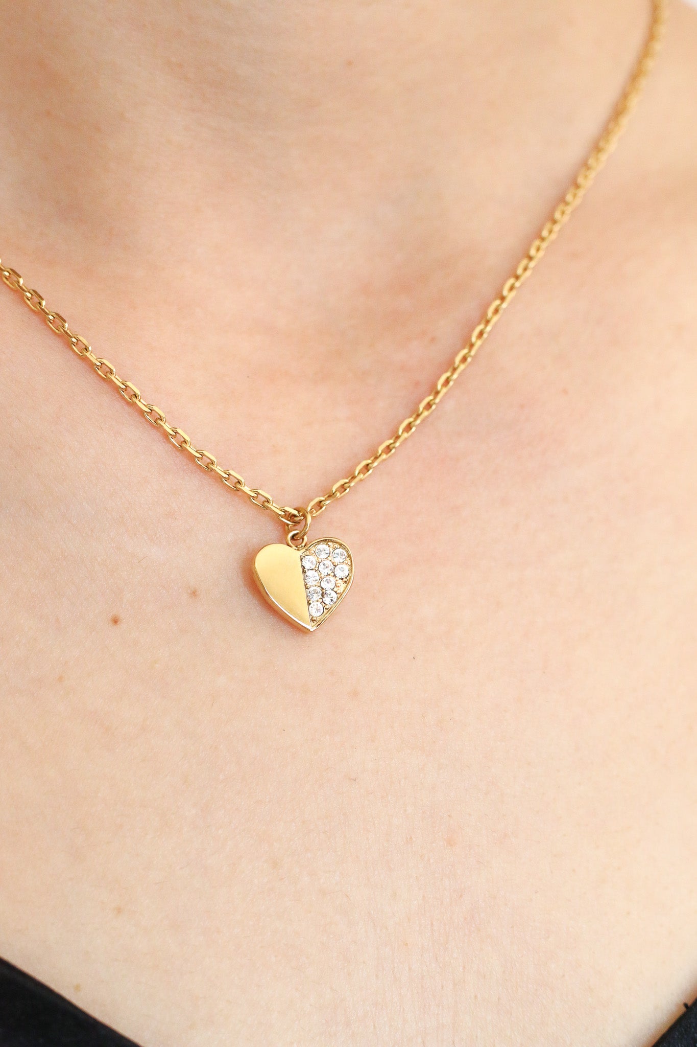 Starry Heart Crystal Pendant Necklace