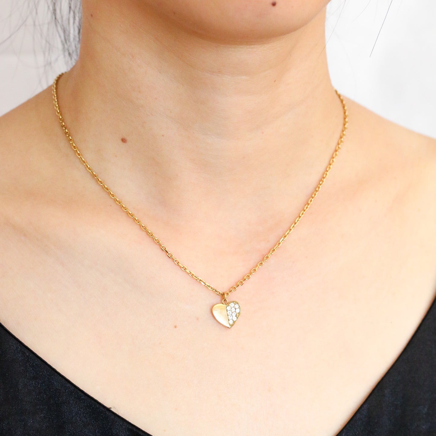 Starry Heart Crystal Pendant Necklace