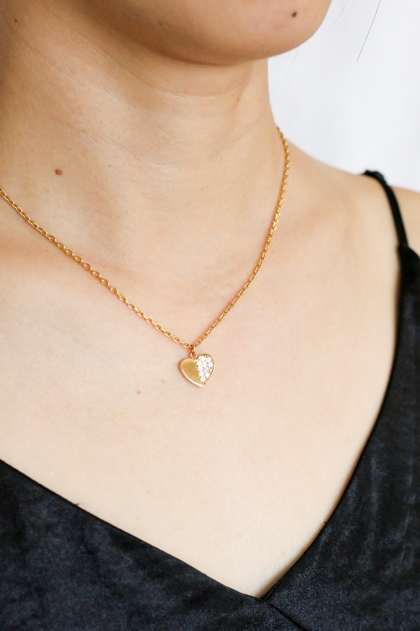 Starry Heart Crystal Pendant Necklace