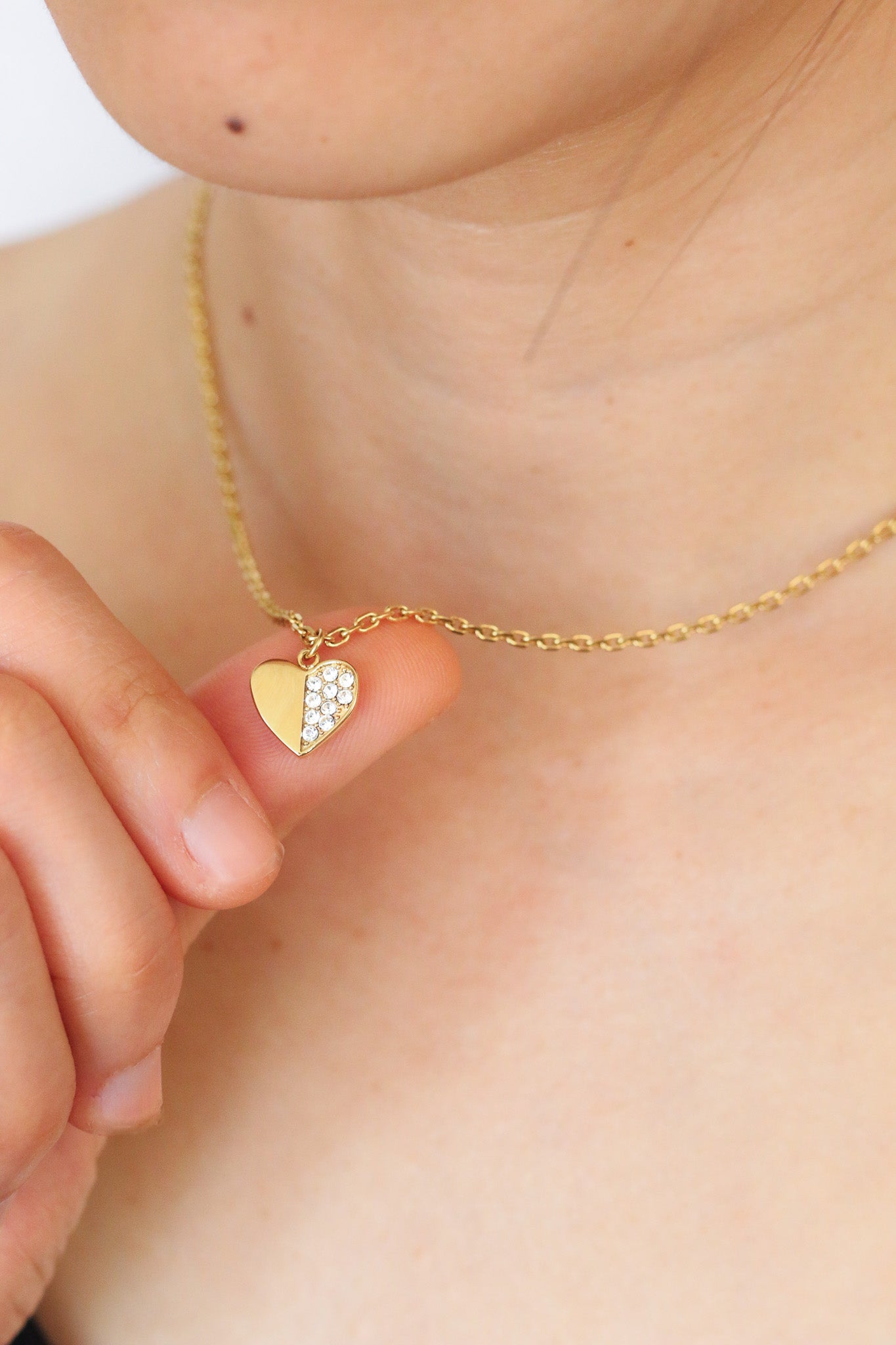 Starry Heart Crystal Pendant Necklace