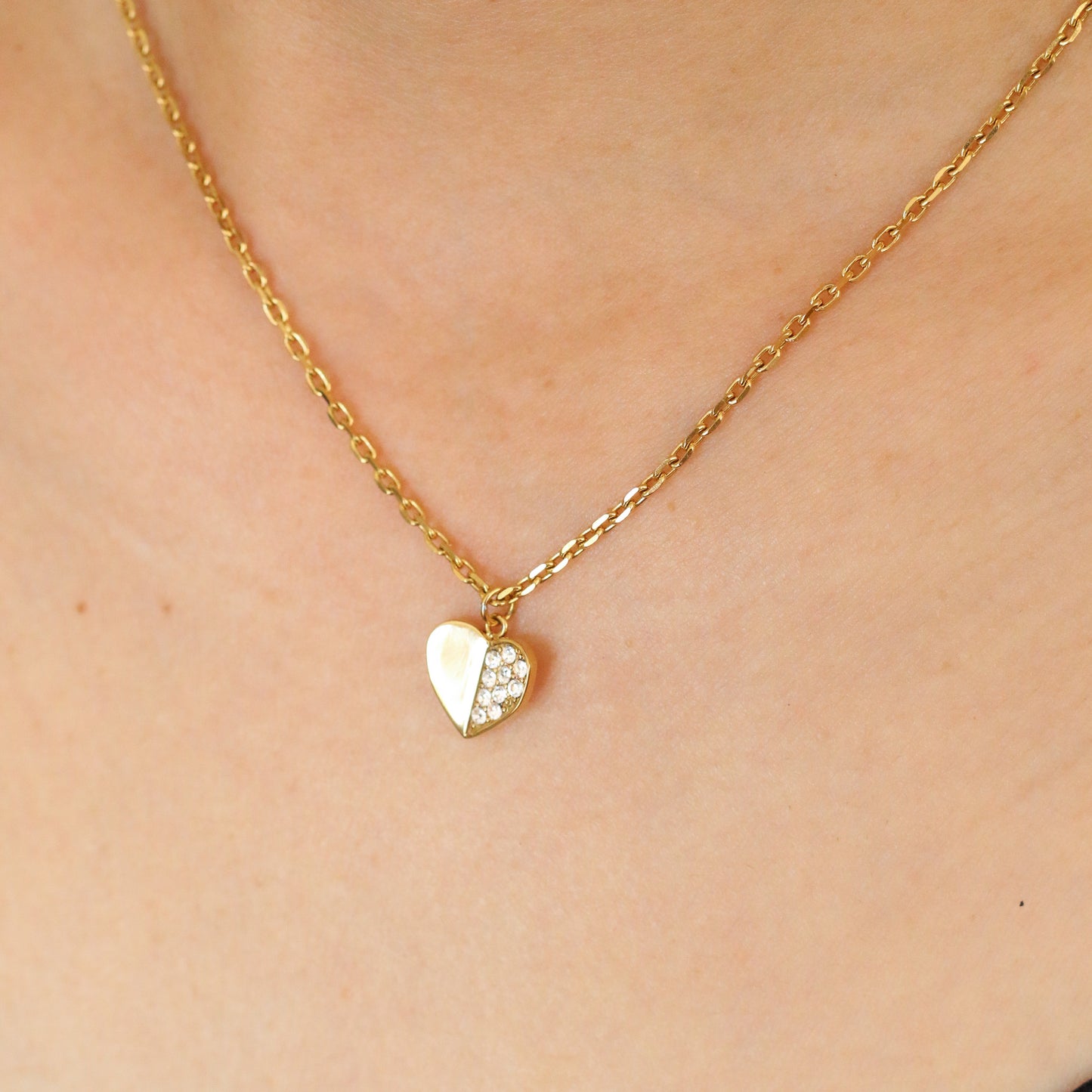 Starry Heart Crystal Pendant Necklace