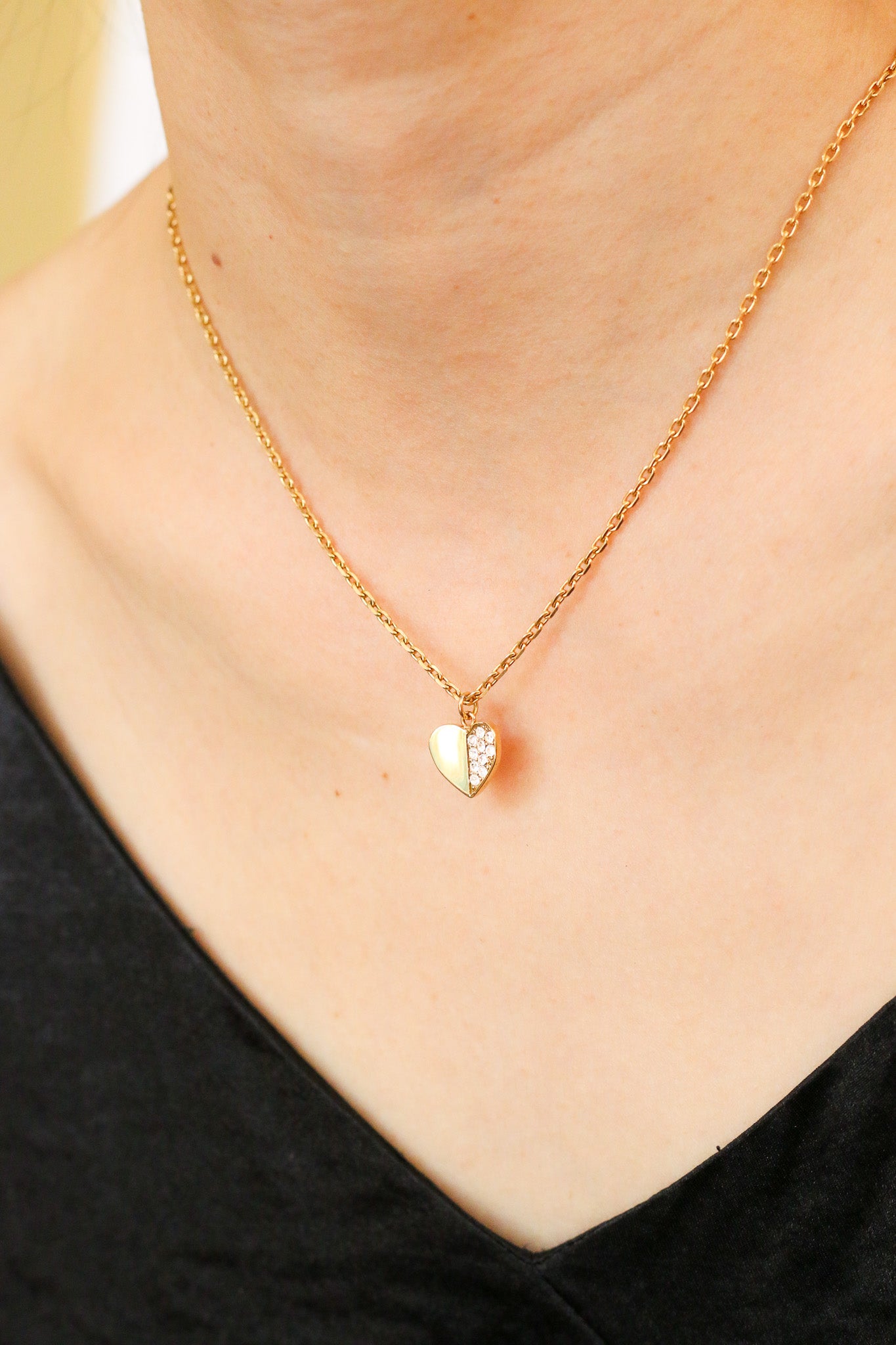 Starry Heart Crystal Pendant Necklace