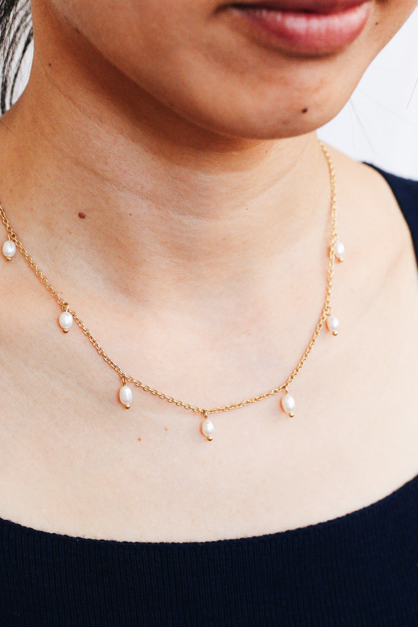 Graceful Freshwater Pearl Charm Necklace