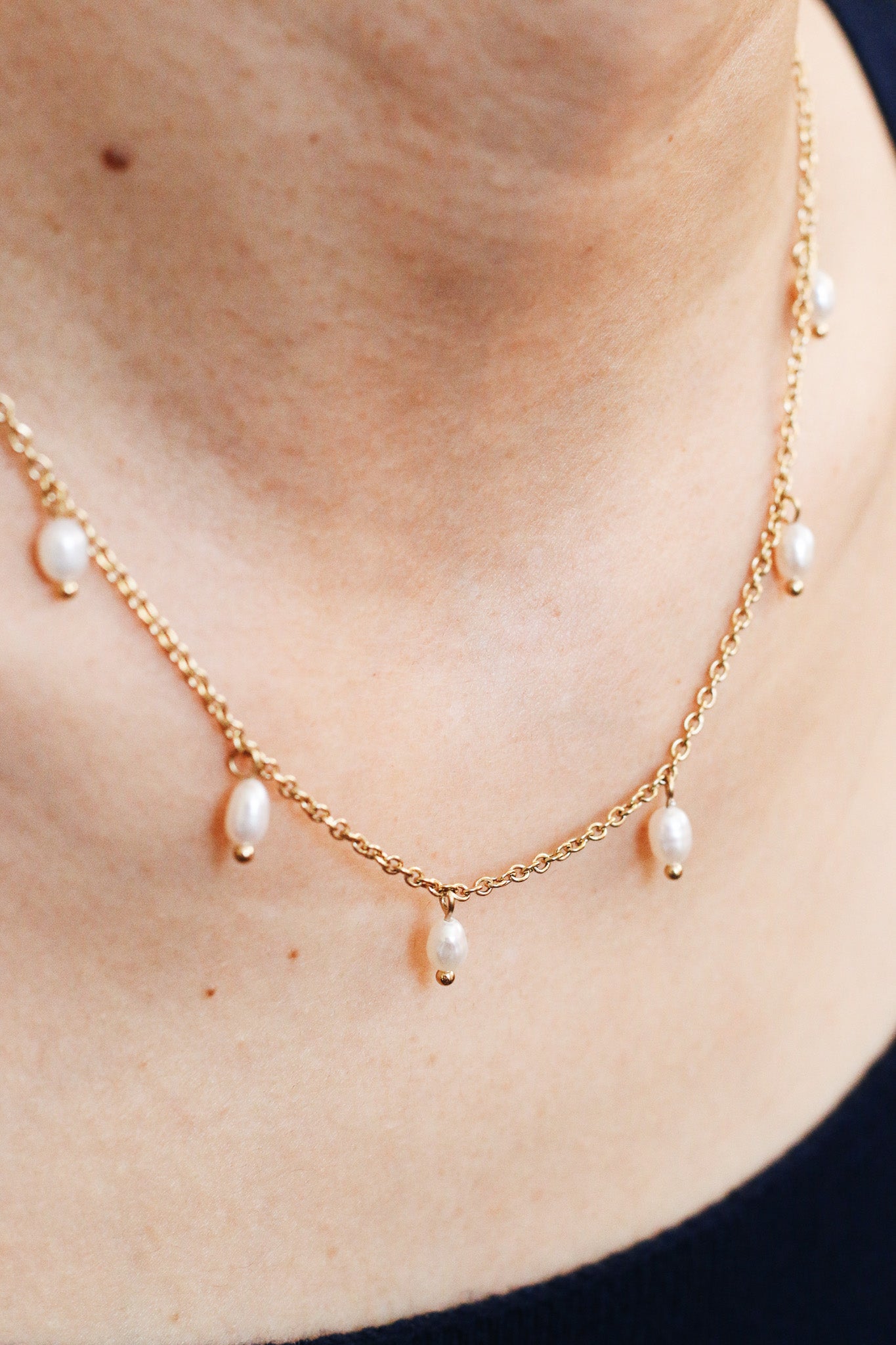 Graceful Freshwater Pearl Charm Necklace