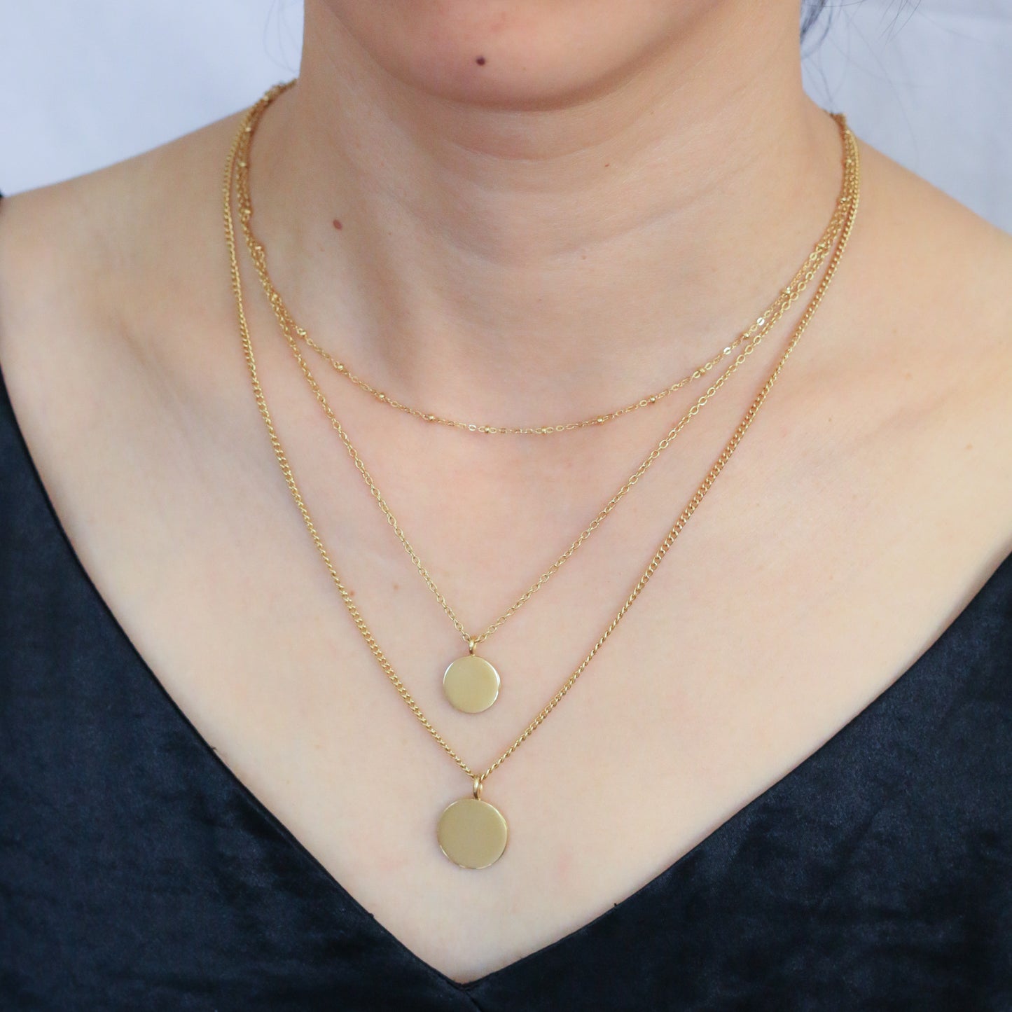 Triple Layer Gold Coin Necklace