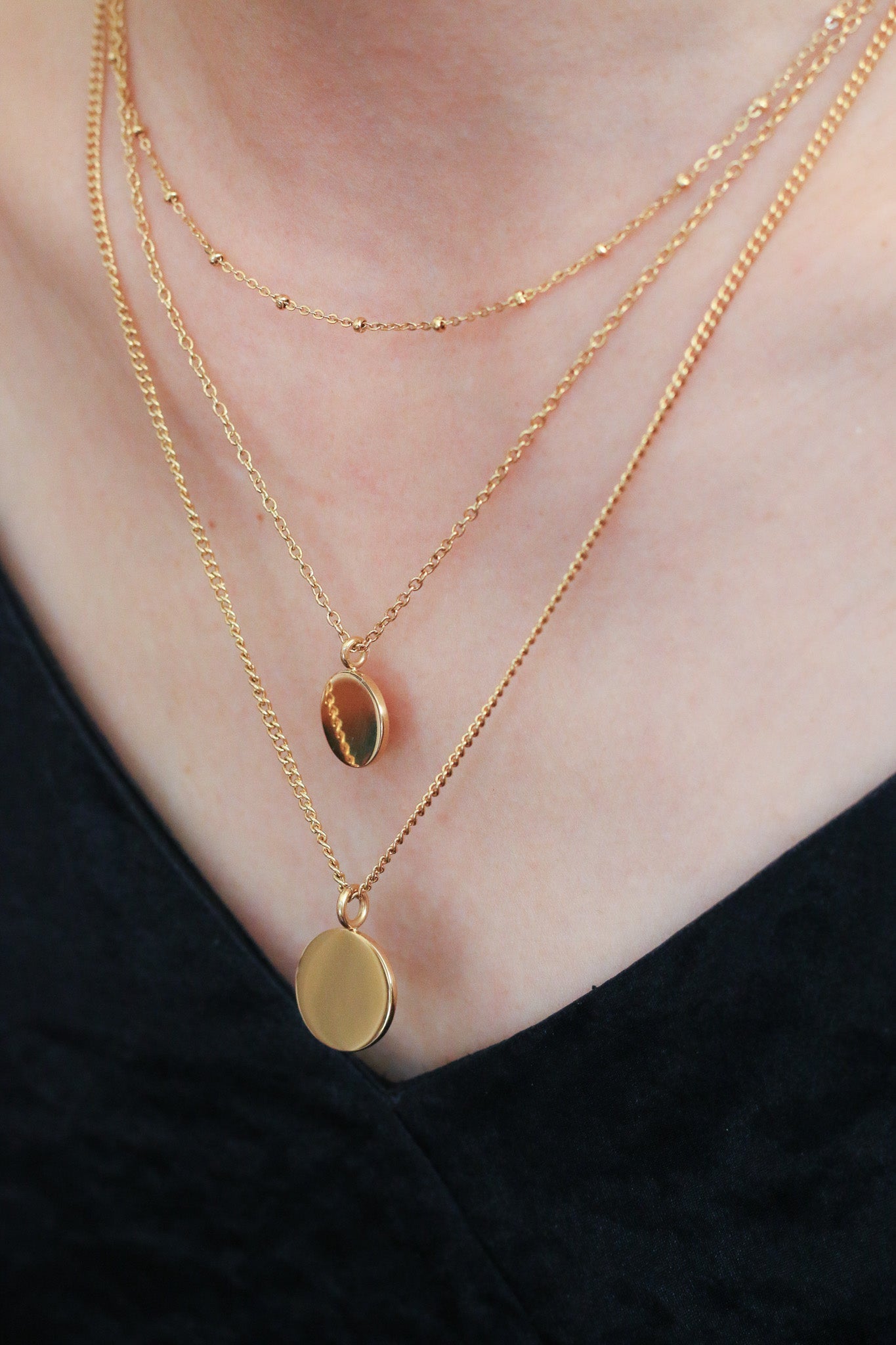 Triple Layer Gold Coin Necklace