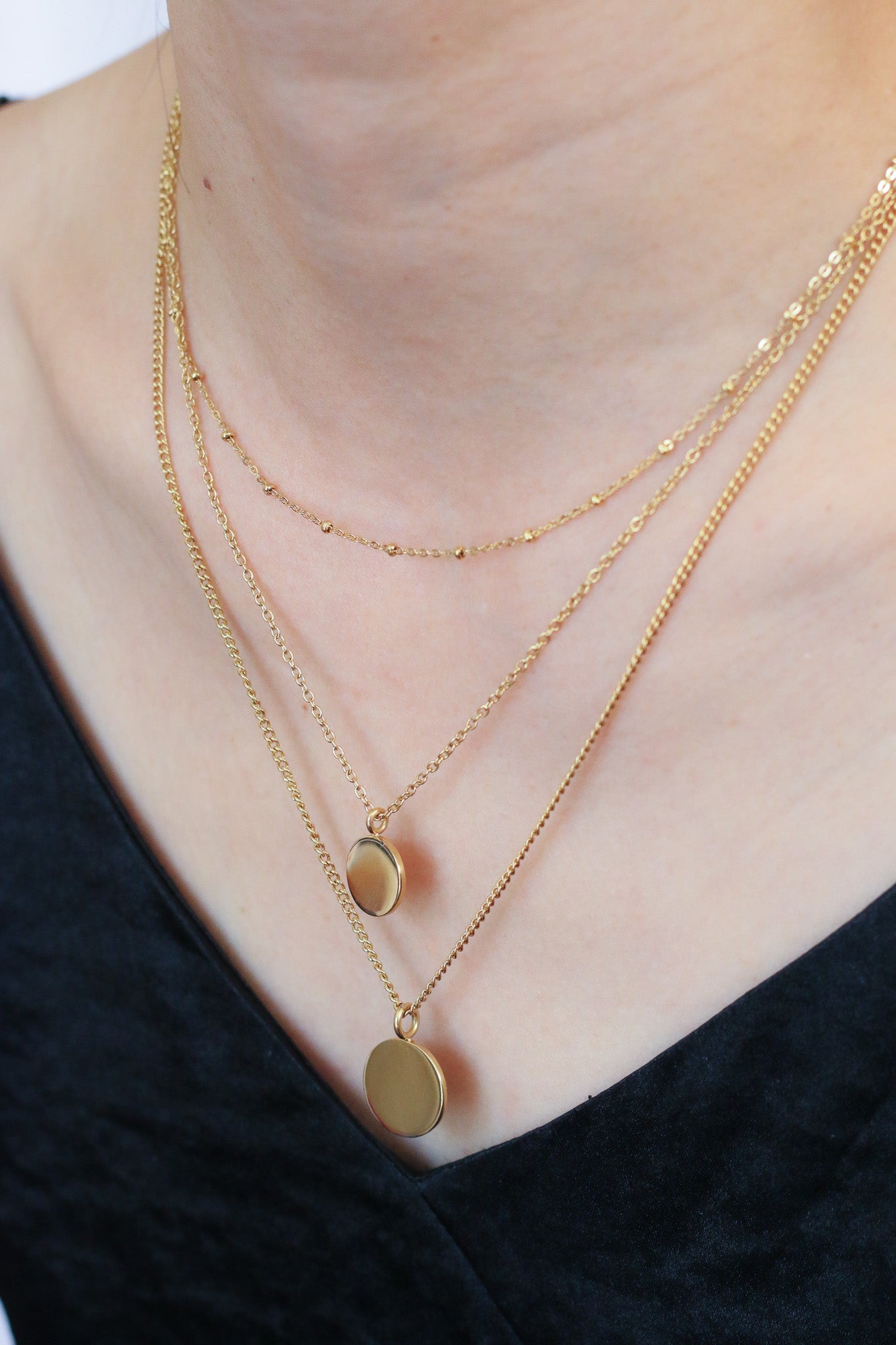 Triple Layer Gold Coin Necklace