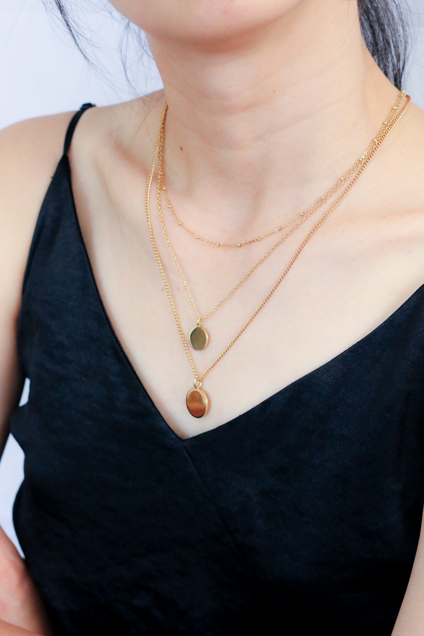 Triple Layer Gold Coin Necklace