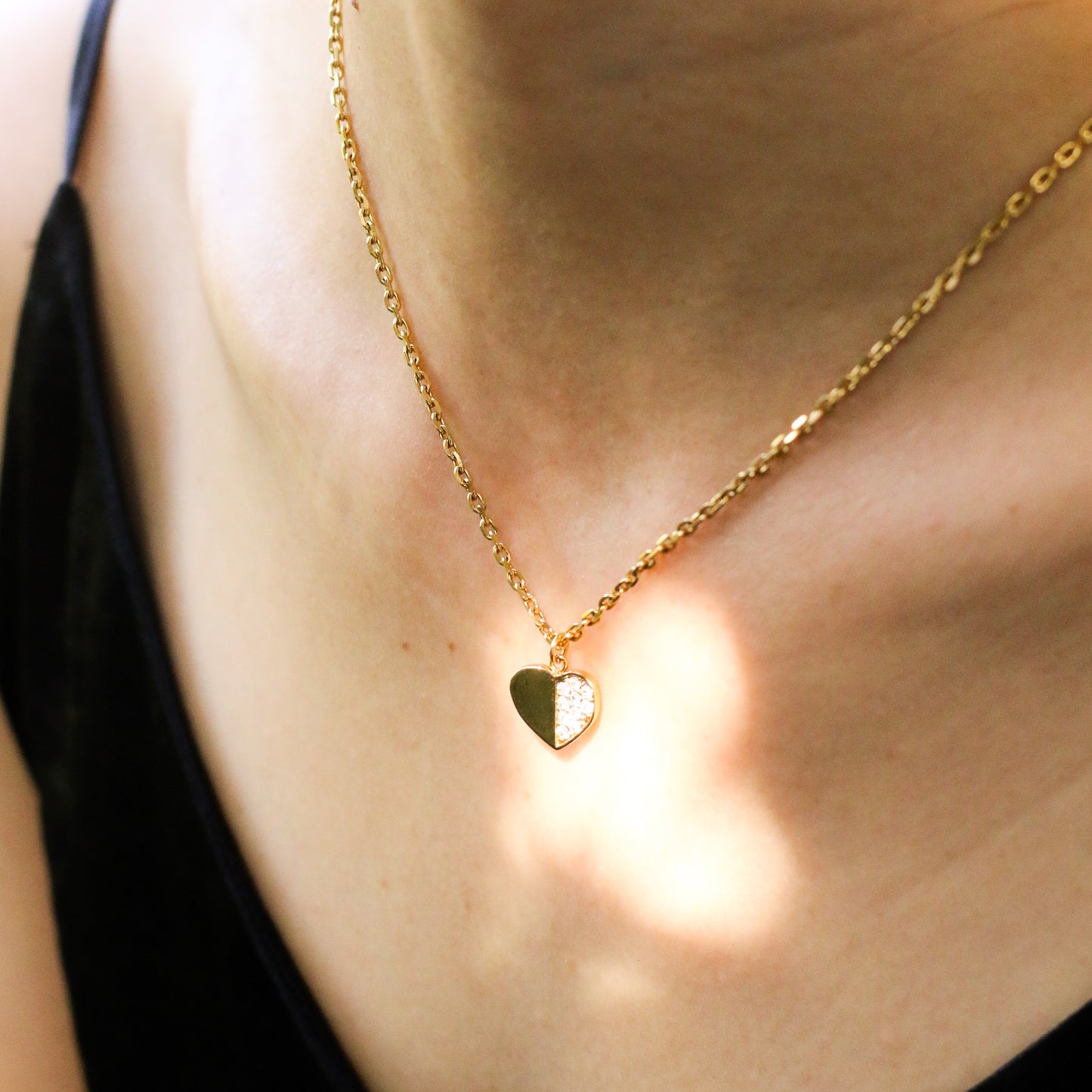 Starry Heart Crystal Pendant Necklace