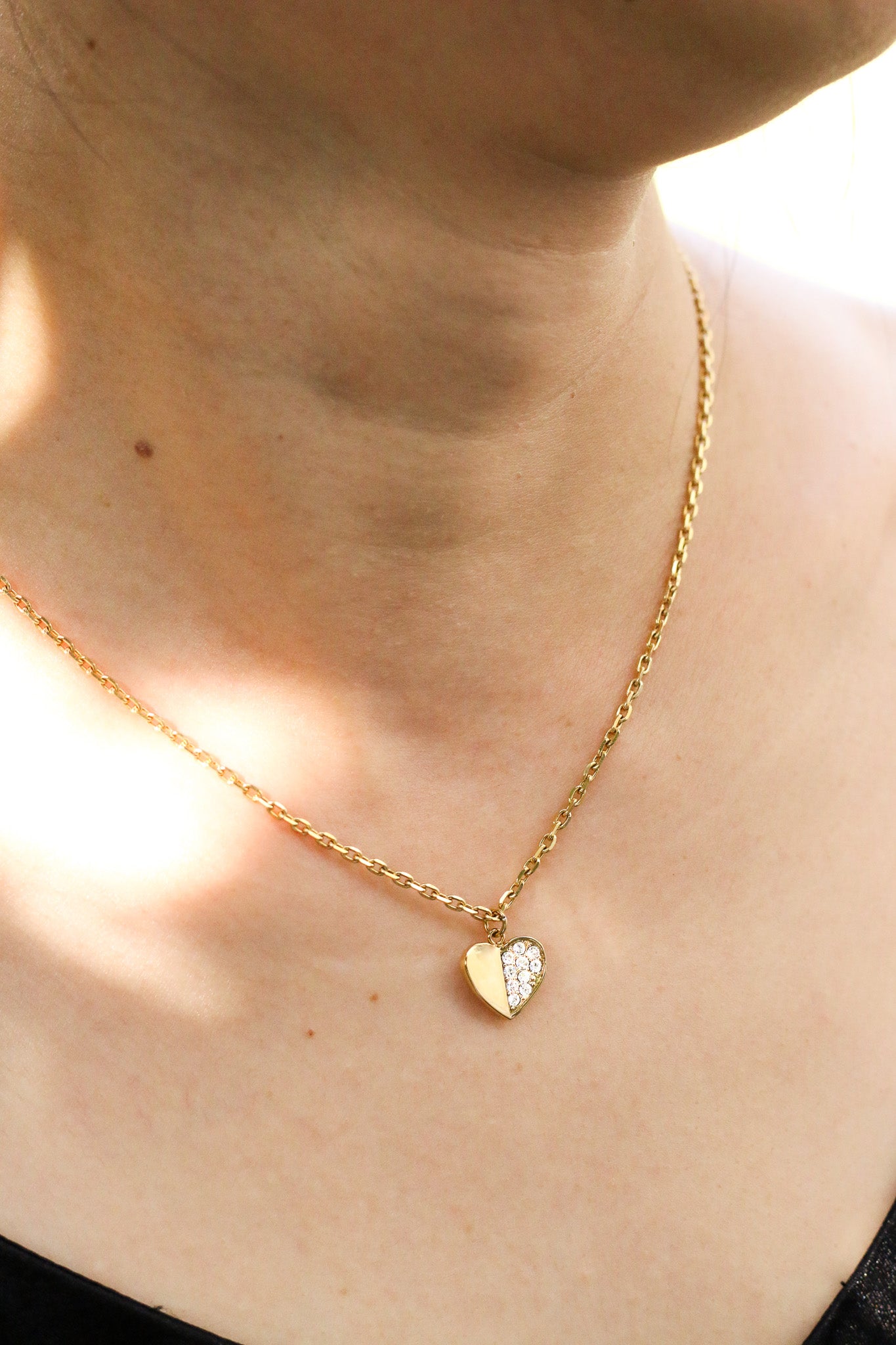 Starry Heart Crystal Pendant Necklace