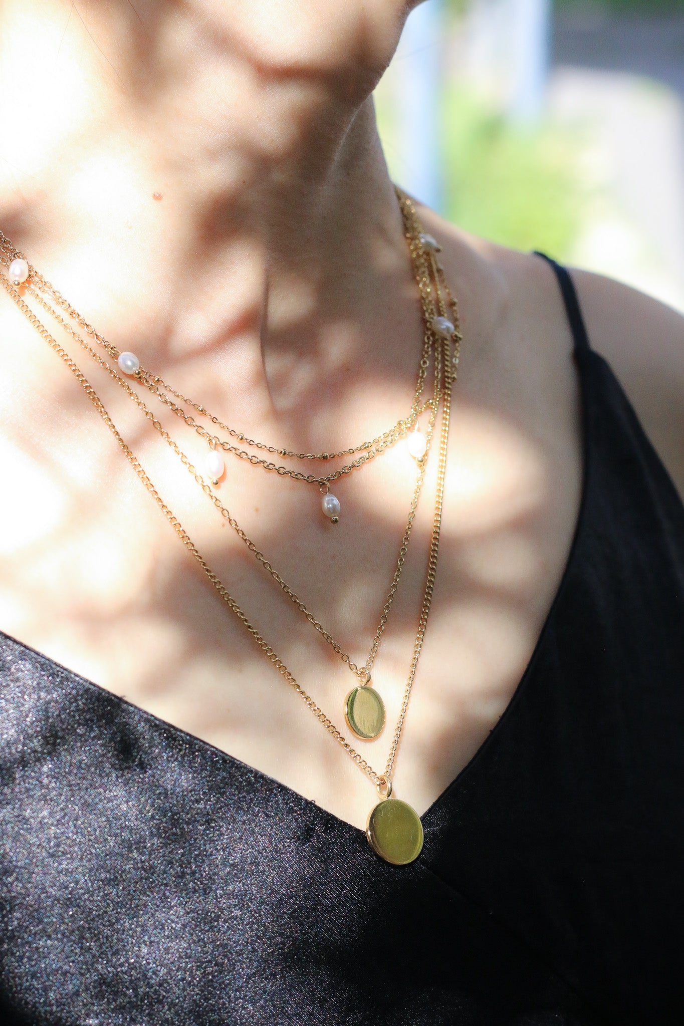Triple Layer Gold Coin Necklace