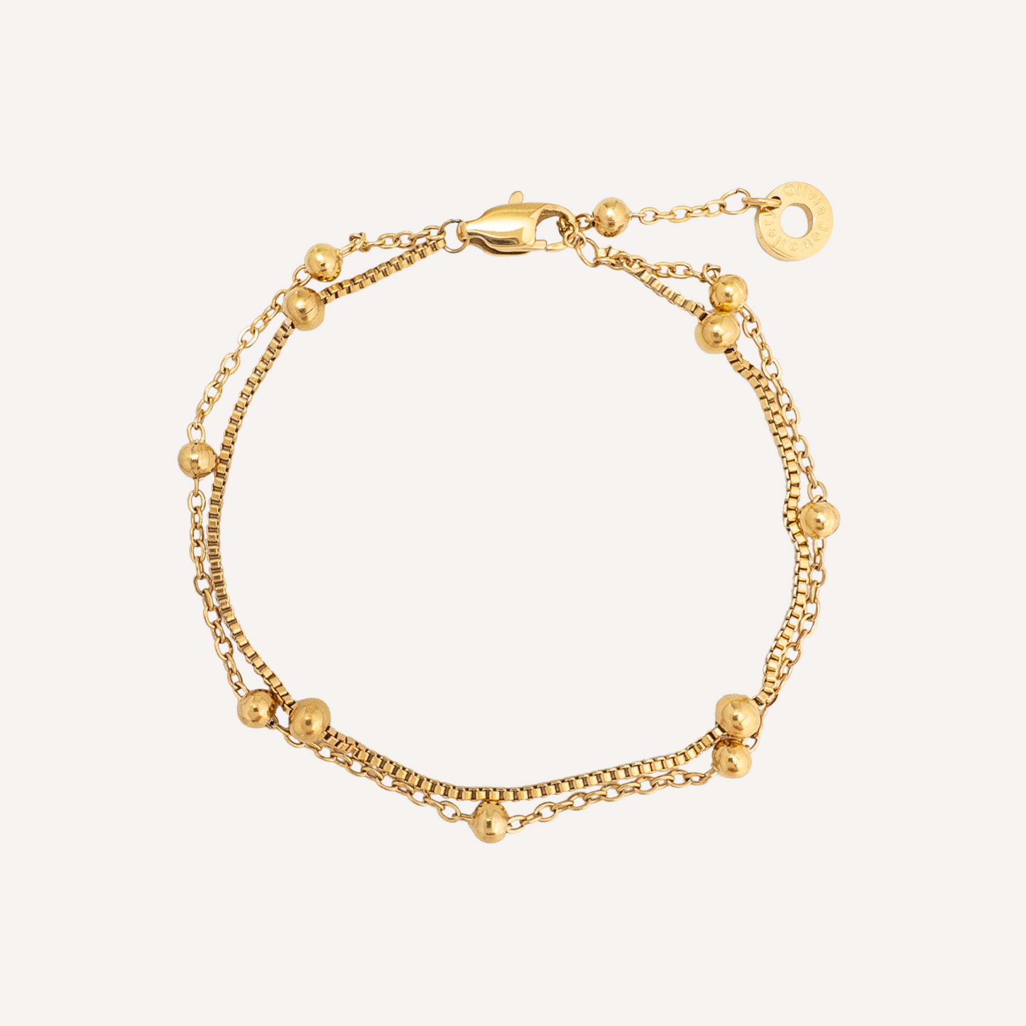 Dual-Chain Gold Beaded Bracelet