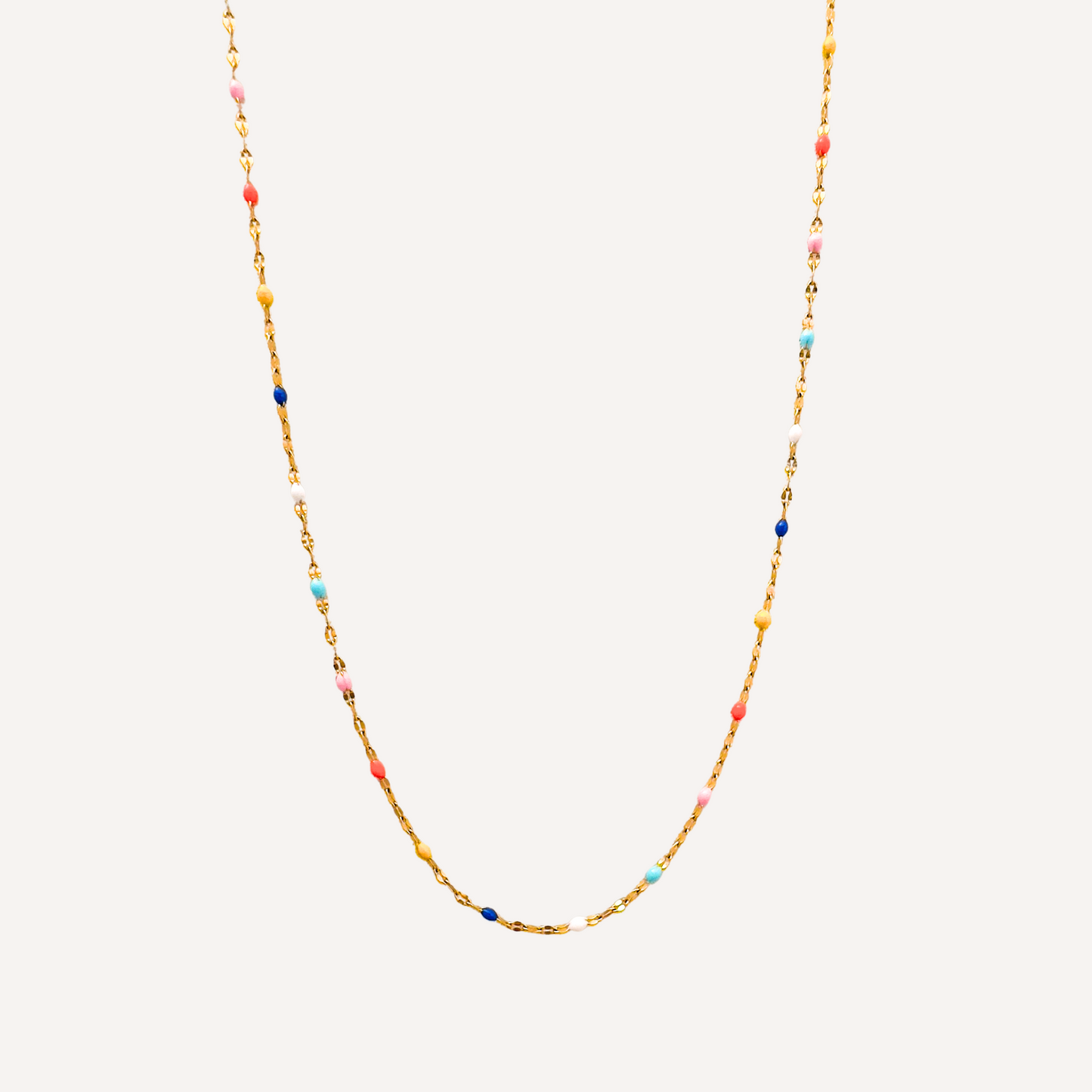 Delicate Rainbow Beaded Gold Necklace