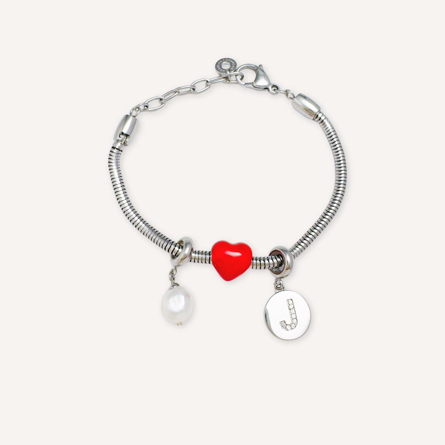 Personalised Heart & Pearl Charm Bracelet Bundle