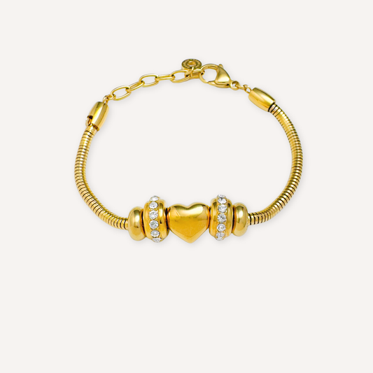Golden Heart Crystal Bracelet Bundle