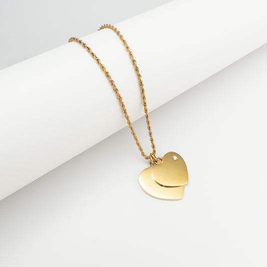 Double Heart Pendant Necklace