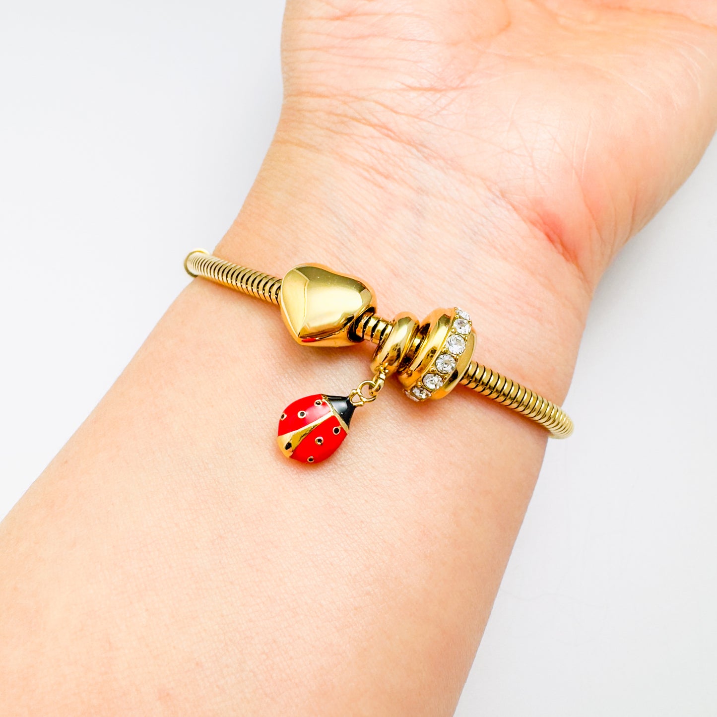 Lucky Ladybird Heart Charm Bracelet Bundle
