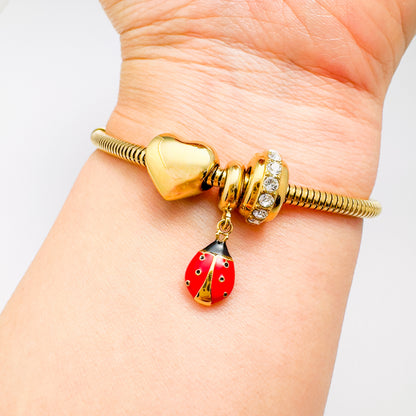 Lucky Ladybird Heart Charm Bracelet Bundle