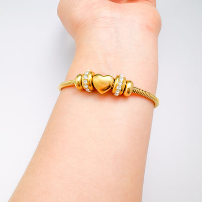 Golden Heart Crystal Bracelet Bundle