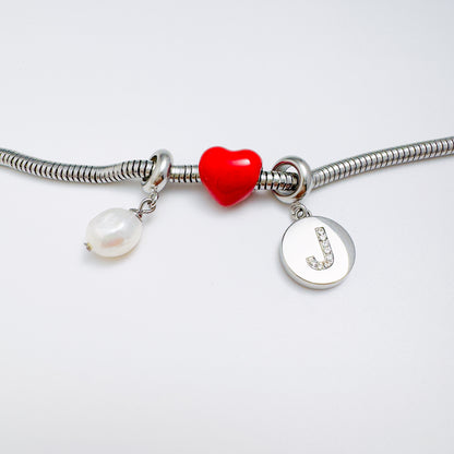 Personalised Heart & Pearl Charm Bracelet Bundle