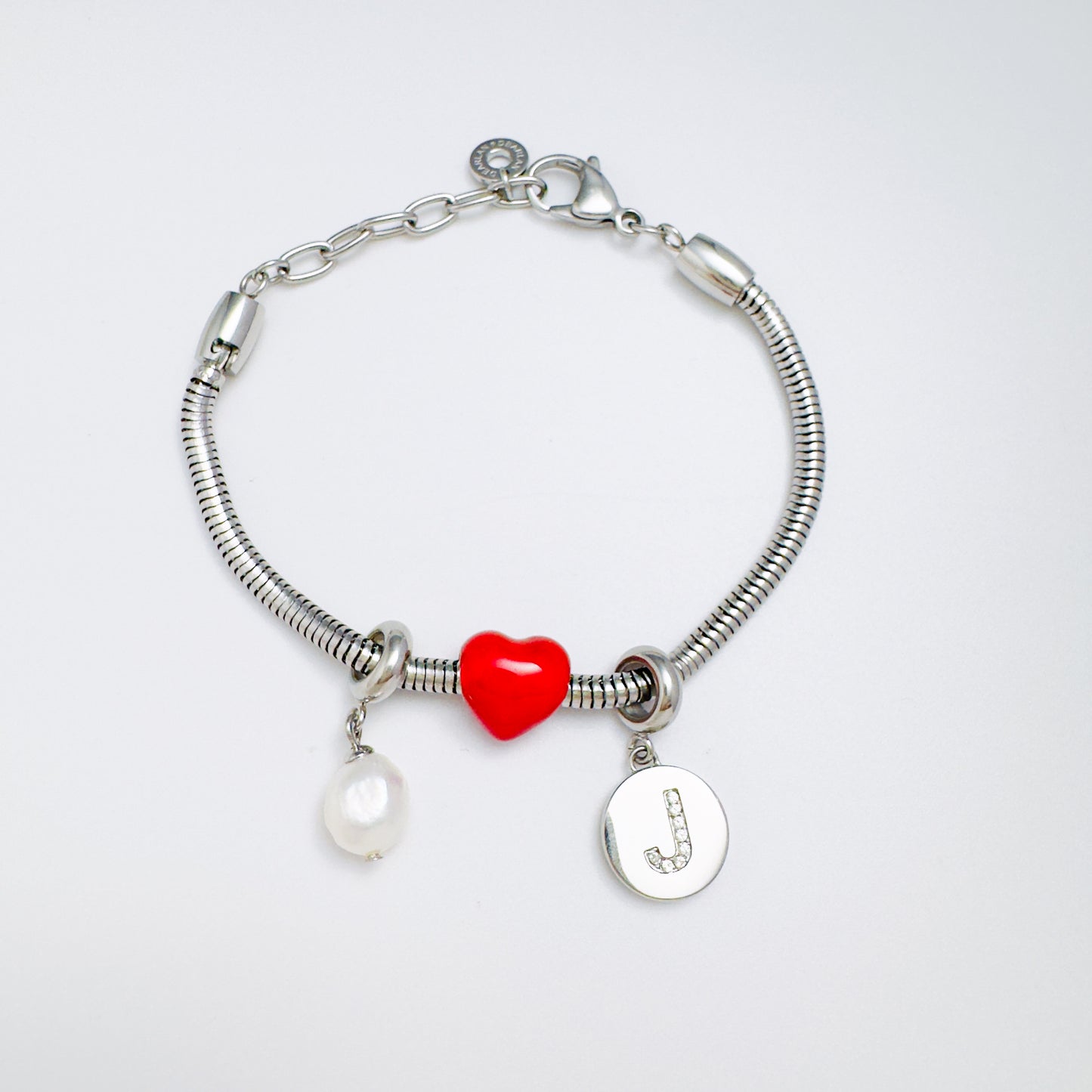 Personalised Heart & Pearl Charm Bracelet Bundle