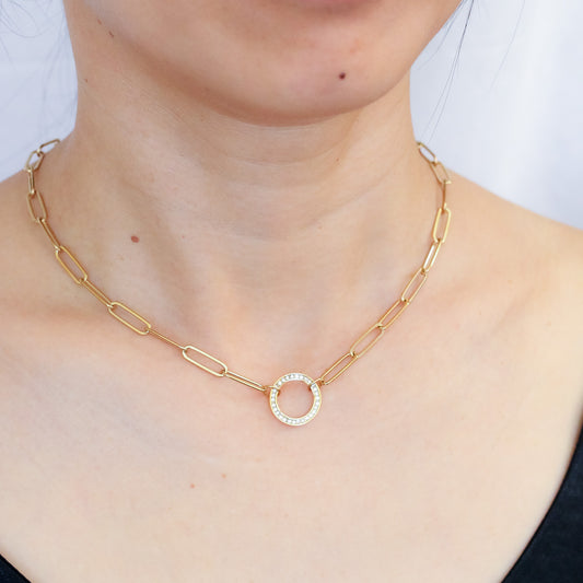 Luna Paperclip Crystal Ring Necklace